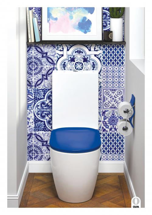 Abattant wc en bois compresse HDF Bleu Charnieres plastique Siege